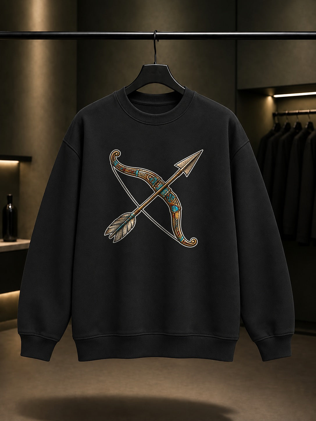 Mini Ok ve Yay Baskılı Unisex %100 Pamuk Sweatshirt · Türk Mitolojisi