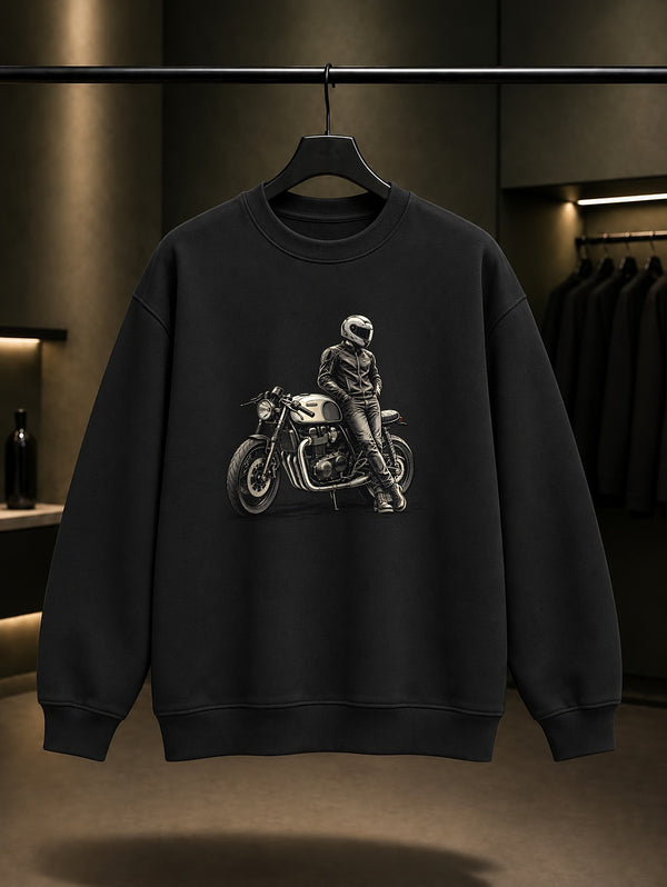 Cafe Racer Baskılı Unisex %100 Pamuk Sweatshirt · Motosiklet