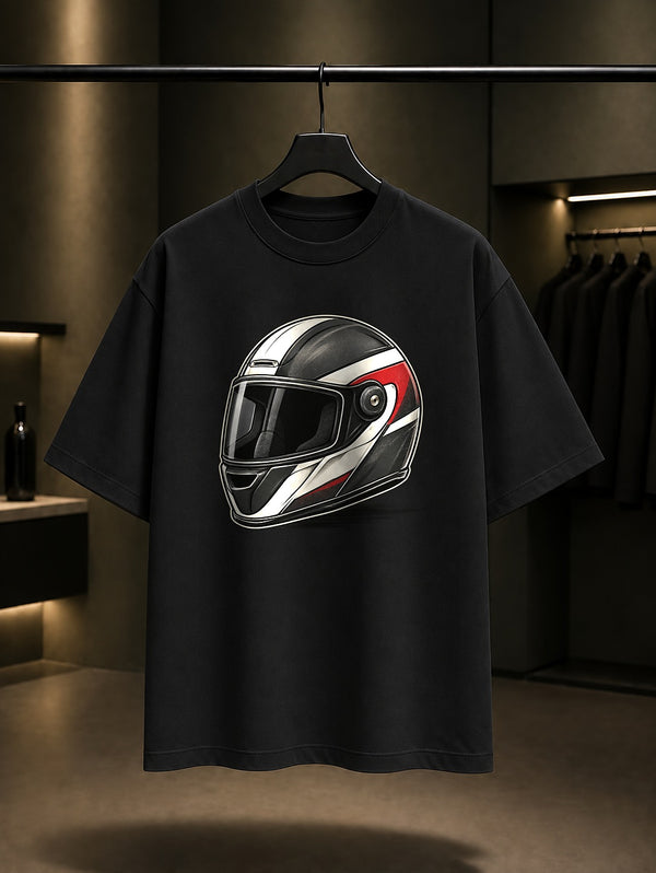 Mini Kask Baskılı Unisex %100 Pamuk Tişört · Motosiklet
