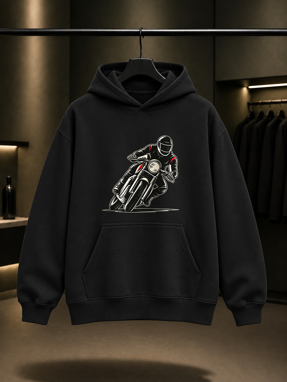 Mini Viraj Baskılı Unisex %100 Pamuk Kapüşonlu Sweatshirt · Motosiklet