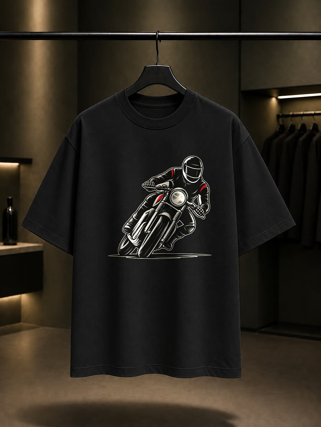 Mini Viraj Baskılı Unisex %100 Pamuk Tişört · Motosiklet