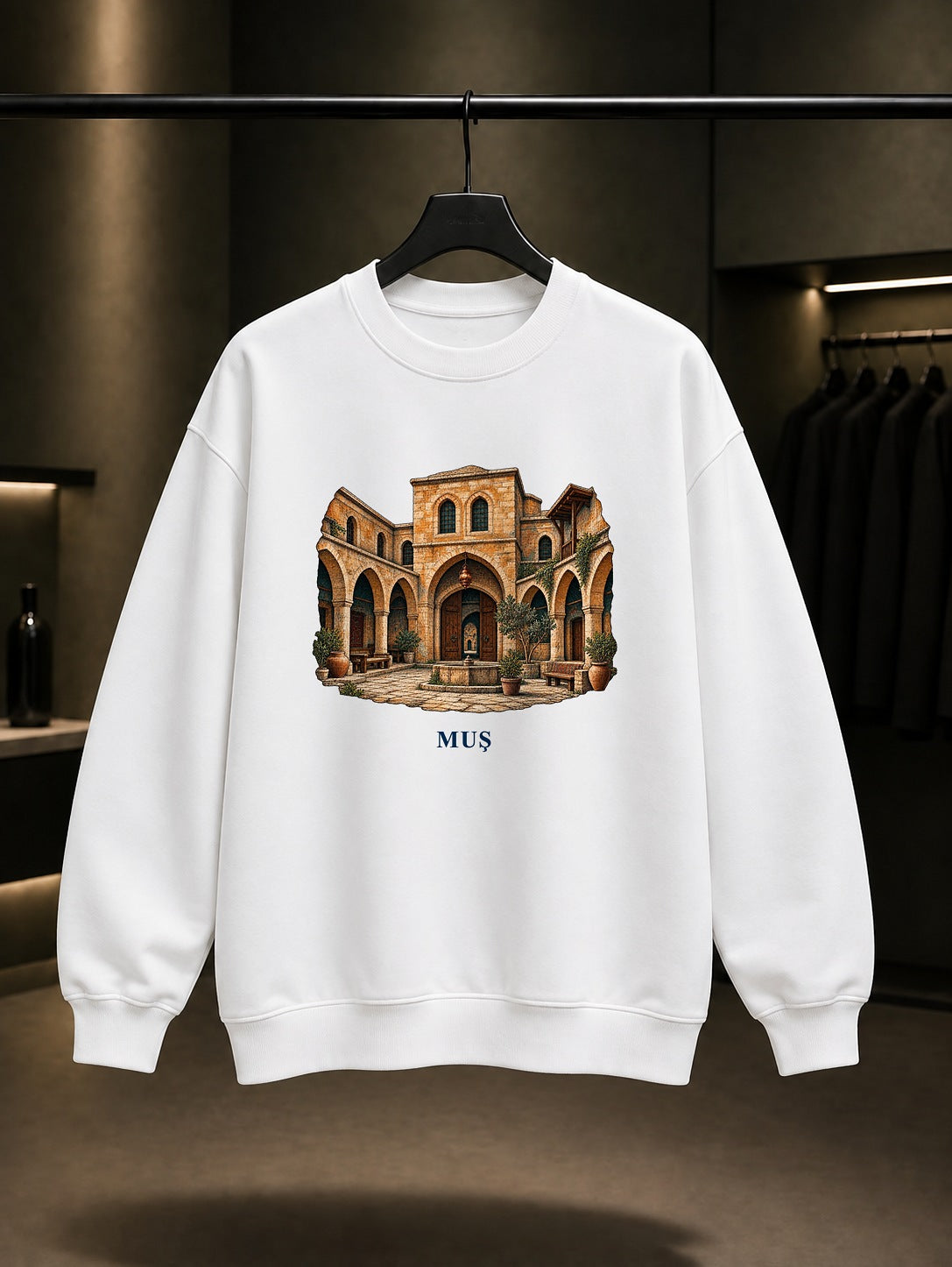 Muş Yildizli Han baskılı beyaz sweatshirt