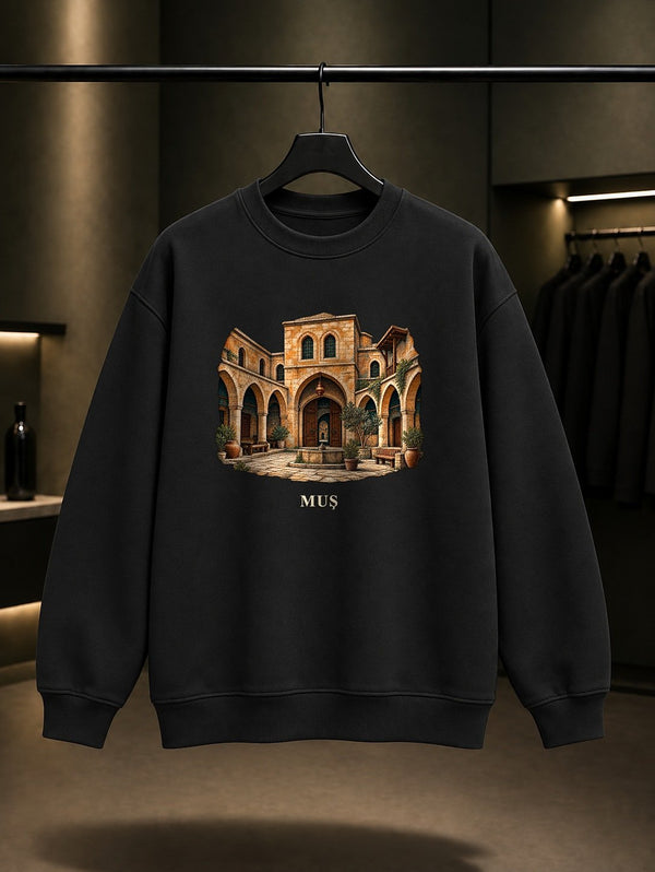 Muş Yildizli Han baskılı siyah sweatshirt