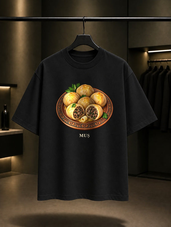Muş Köftesi baskılı siyah t-shirt