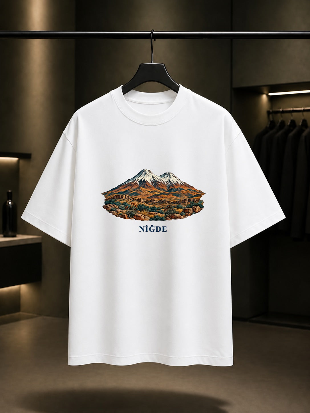 Niğde Hasan Dağı baskılı beyaz t-shirt