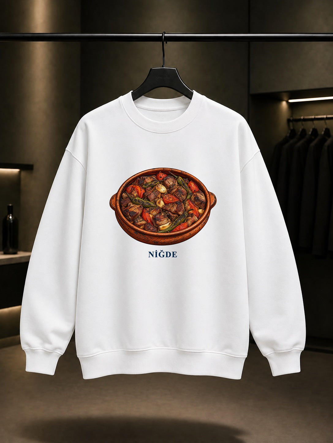 Niğde Tava baskılı beyaz sweatshirt