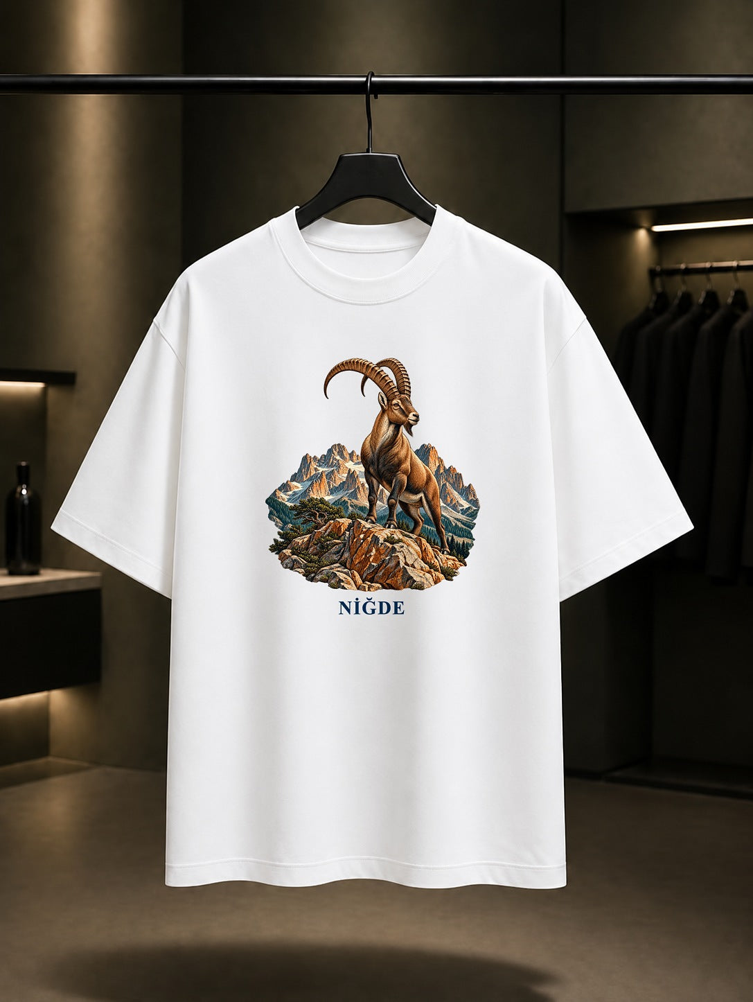 Niğde Dağ Keçisi baskılı beyaz t-shirt
