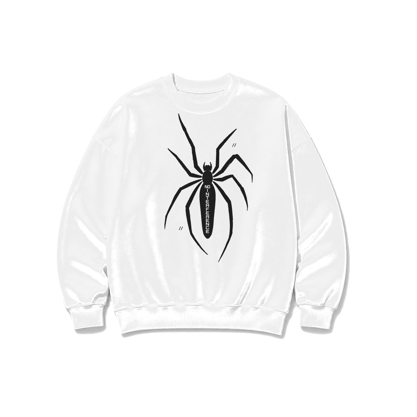 No Interference Mürekkep Örümcek baskılı beyaz sweatshirt