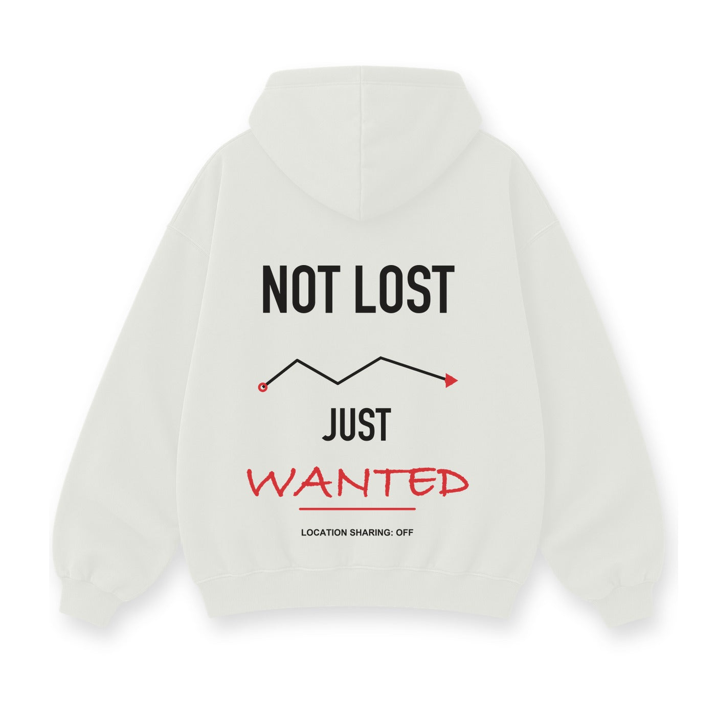 Not Lost Just Wanted baskılı beyaz kapüşonlu sweatshirt