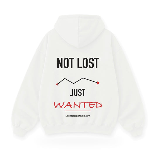 Not Lost Just Wanted baskılı beyaz kapüşonlu sweatshirt