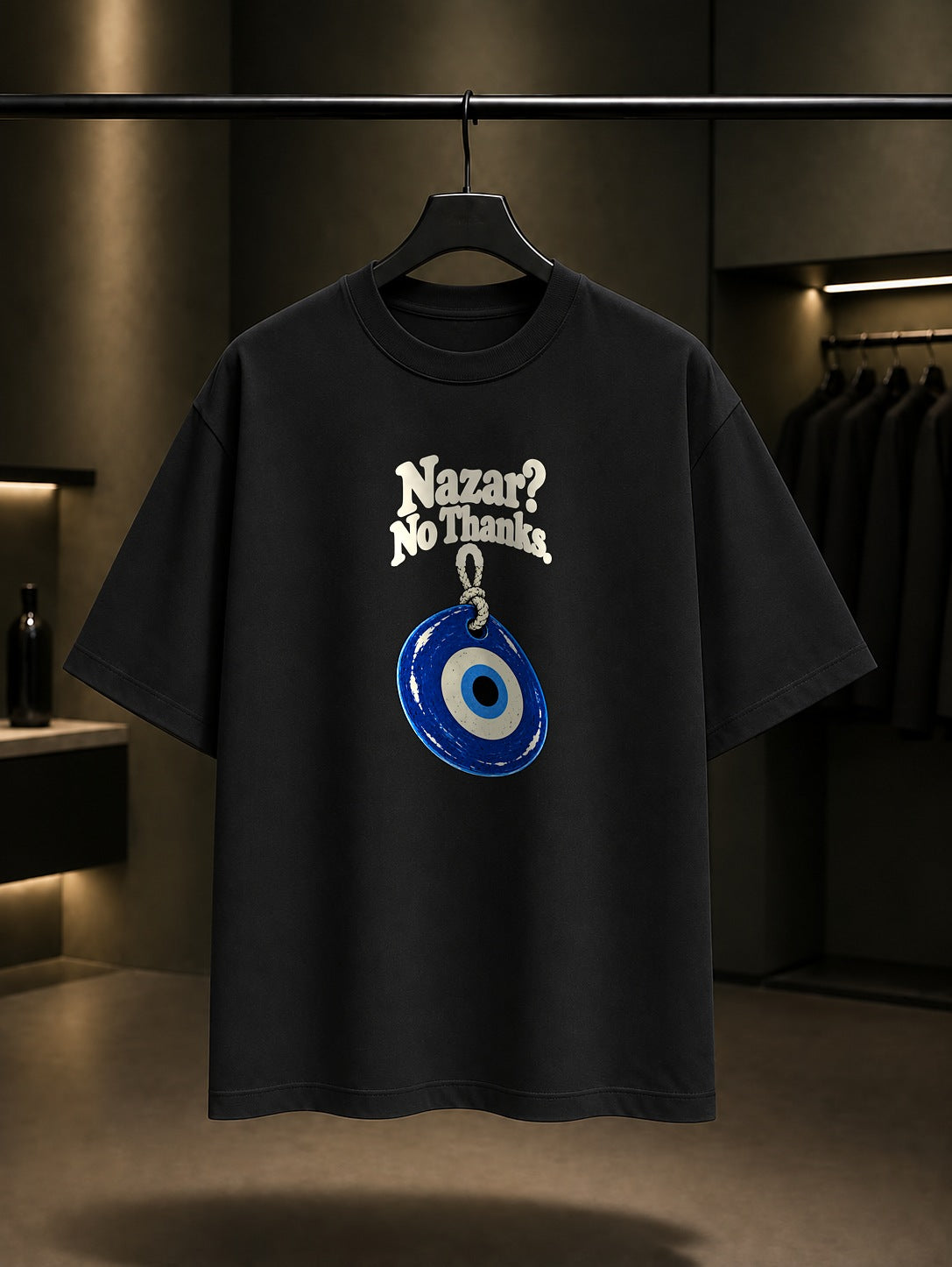 Nazar Yok Teşekkürler Baskılı Unisex %100 Pamuk Tişört · Nazar