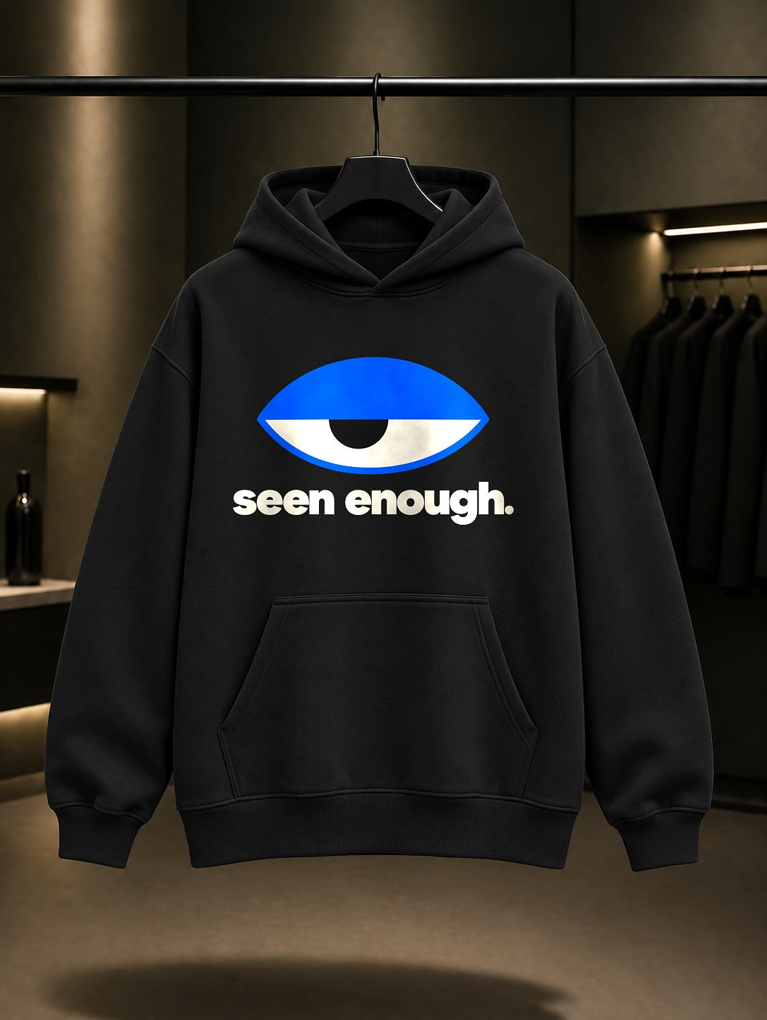 Yeterince Gördüm Baskılı Unisex %100 Pamuk Kapüşonlu Sweatshirt · Nazar