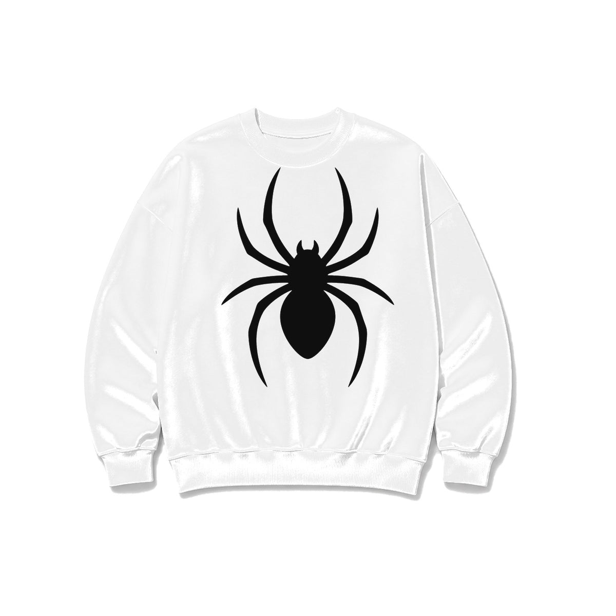 Tek Renk Örümcek baskılı beyaz sweatshirt