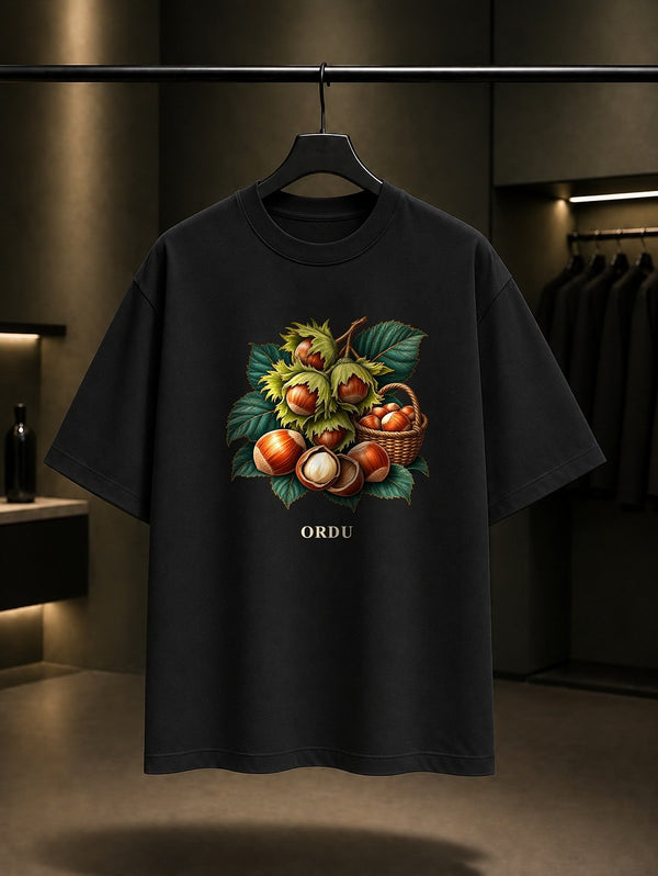Ordu Fındığı baskılı siyah t-shirt