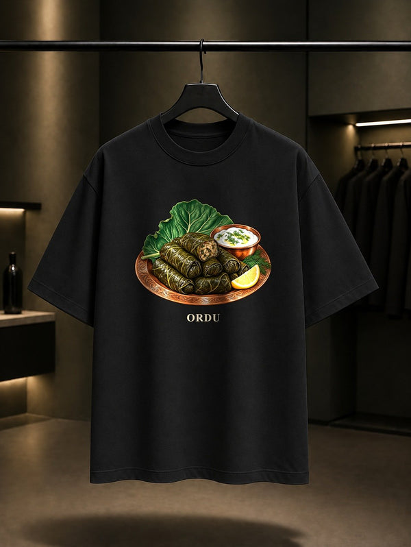 Ordu Karalahana Sarması baskılı siyah t-shirt