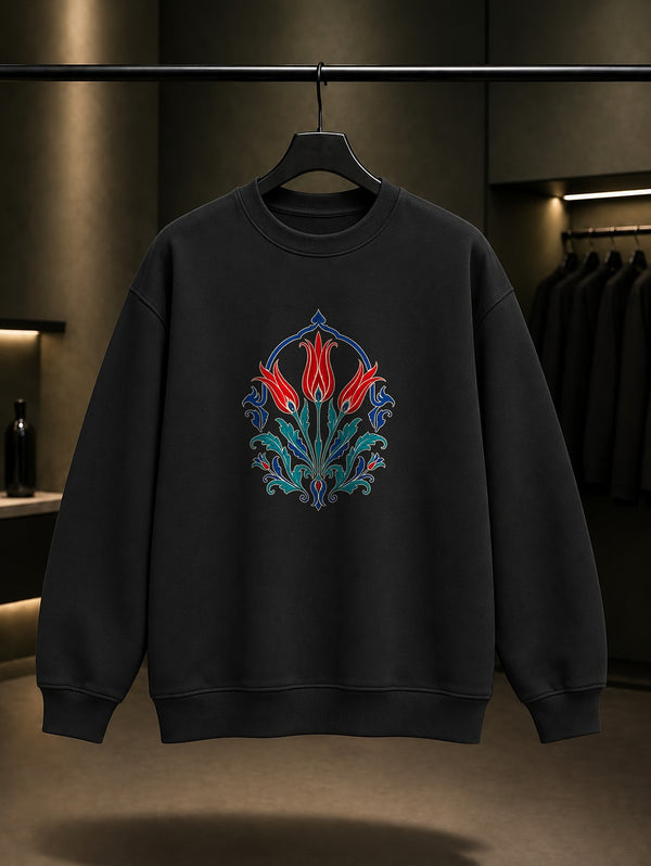 Lale Kemeri Baskılı Unisex %100 Pamuk Sweatshirt · Osmanlı Motifi
