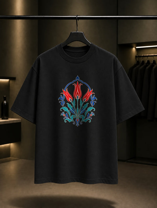 Lale Kemeri Baskılı Unisex %100 Pamuk Tişört · Osmanlı Motifi