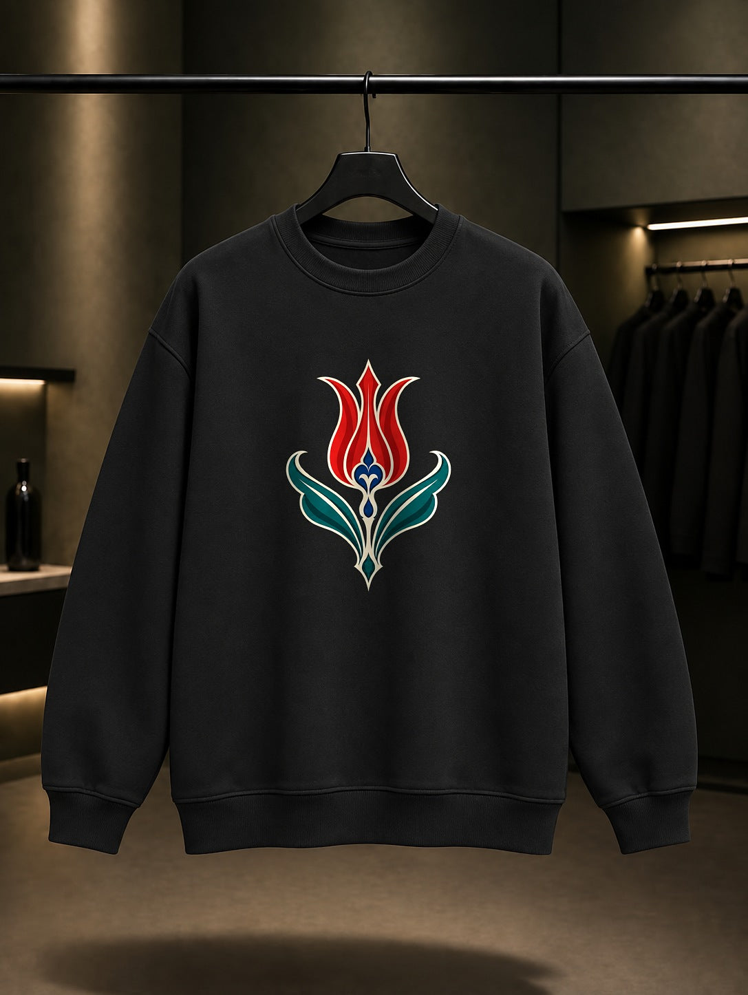 Mini Lale Baskılı Unisex %100 Pamuk Sweatshirt · Osmanlı Motifi