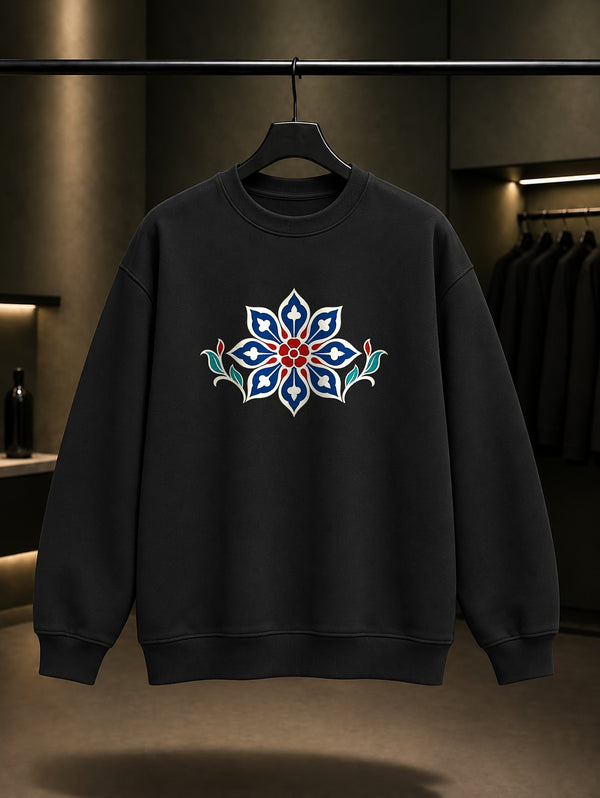 Mini Rozet Baskılı Unisex %100 Pamuk Sweatshirt · Osmanlı Motifi