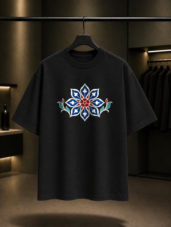 Mini Rozet Baskılı Unisex %100 Pamuk Tişört · Osmanlı Motifi