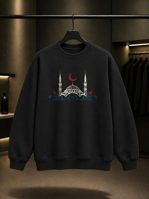 Mini Kubbe Baskılı Unisex %100 Pamuk Sweatshirt · Osmanlı Motifi