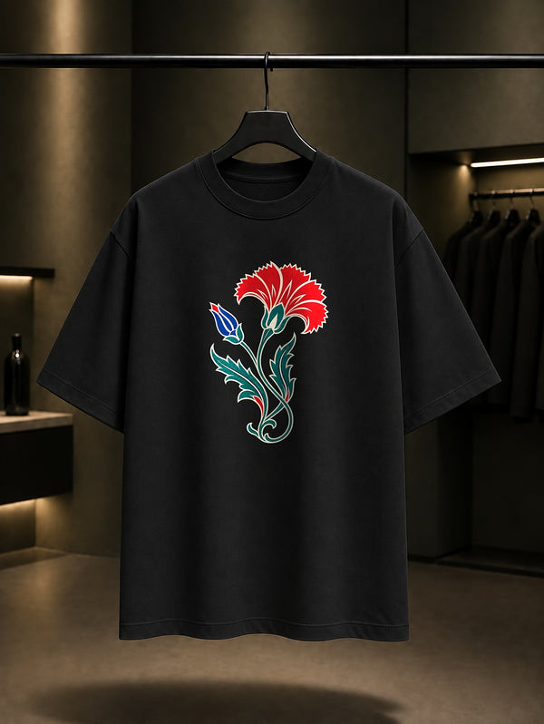 Mini Karanfil Baskılı Unisex %100 Pamuk Tişört · Osmanlı Motifi