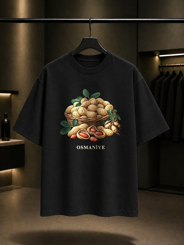 Osmaniye Yer Fıstığı baskılı siyah t-shirt