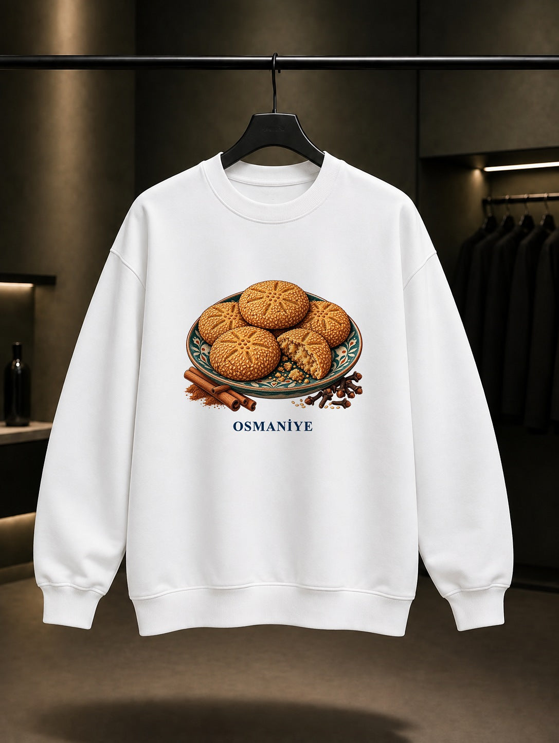 Osmaniye Bayram Kömbesi baskılı beyaz sweatshirt