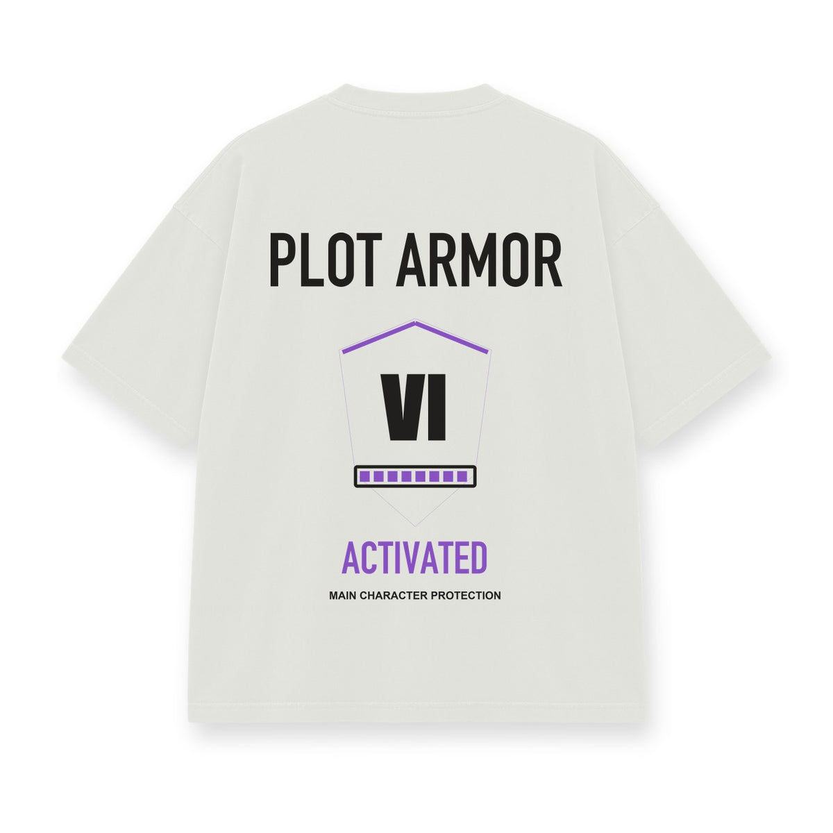Plot Armor Activated baskılı beyaz tişört