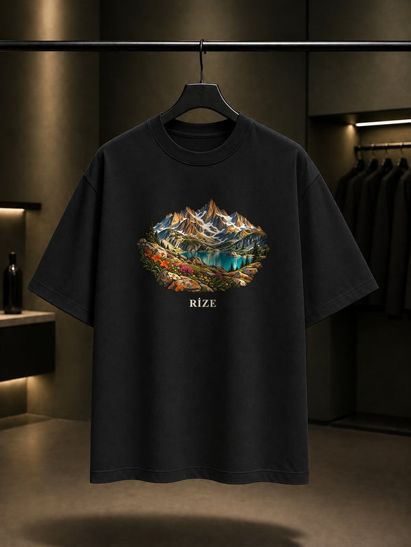Rize Kaçkar Dağları baskılı siyah t-shirt