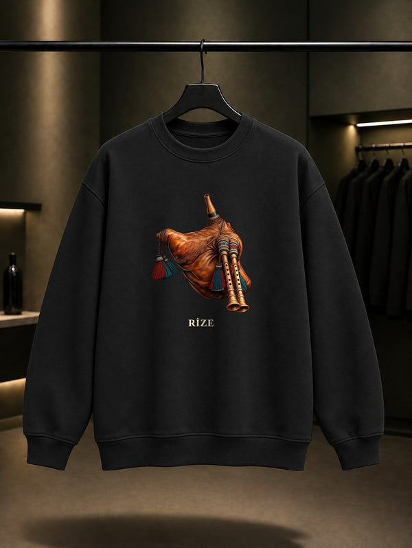 Rize Tulum baskılı siyah sweatshirt