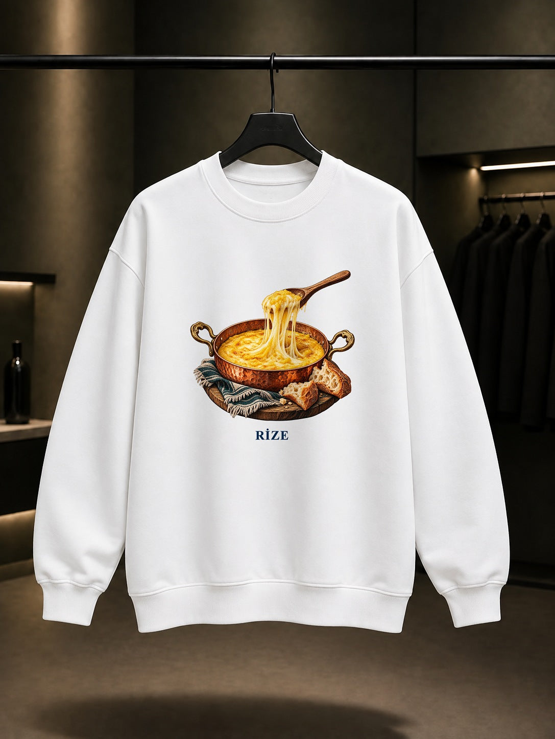 Rize Muhlama baskılı beyaz sweatshirt