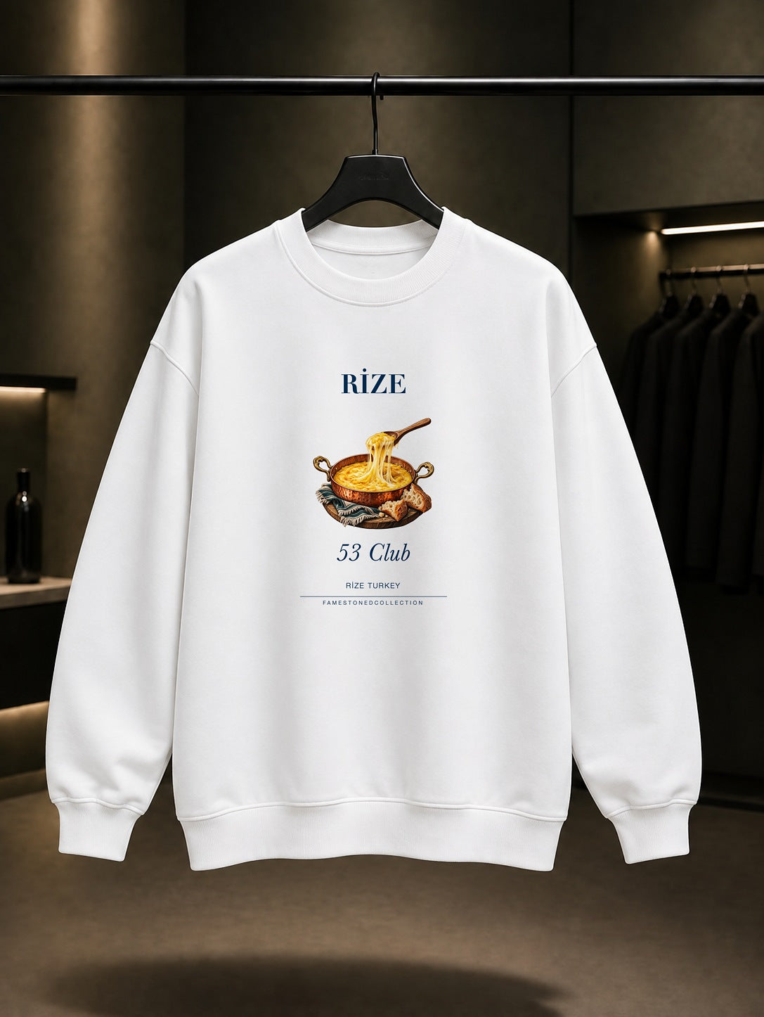 Rize Muhlama 53 Club baskılı beyaz sweatshirt