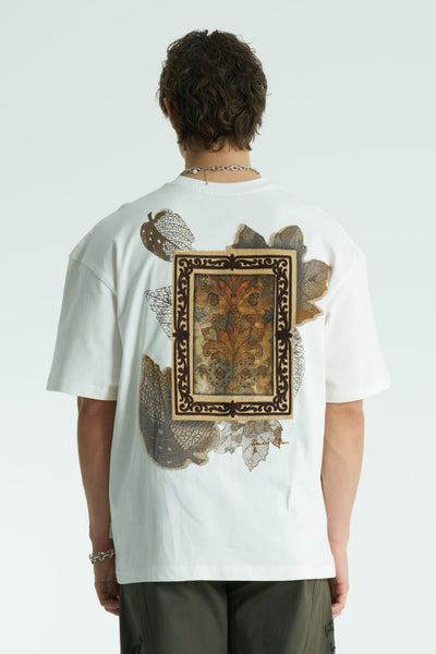 Osmanlı Motifli Sol Logo - Sırt Baskılı, Nakışlı Unisex %100 Pamuk Oversize T-shirt
