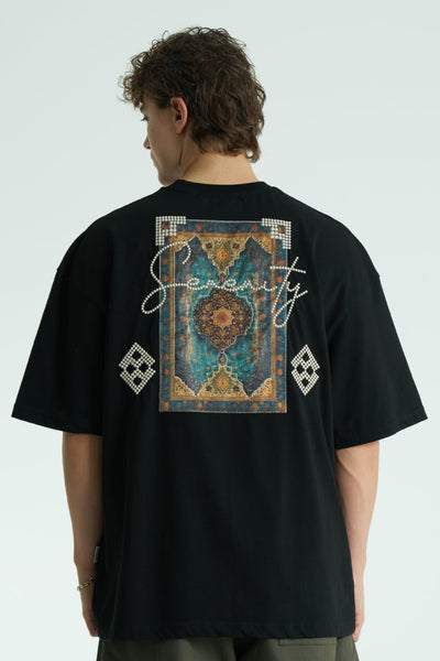 Motif Baskılı Ön Sol Logo - Sırt Baskılı Unisex %100 Pamuk Oversize T-shirt