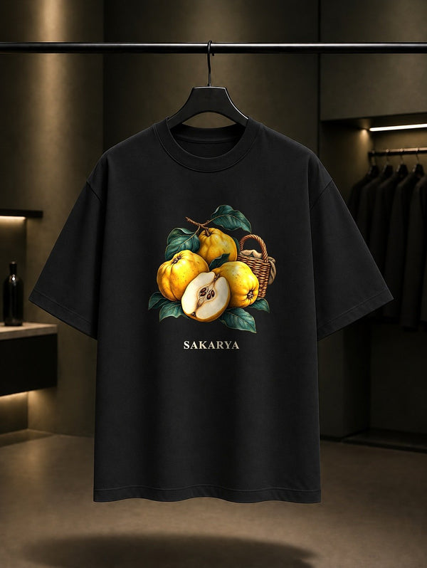 Sakarya Ayva baskılı siyah t-shirt