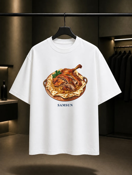 Samsun Kaz Tiridi baskılı beyaz t-shirt