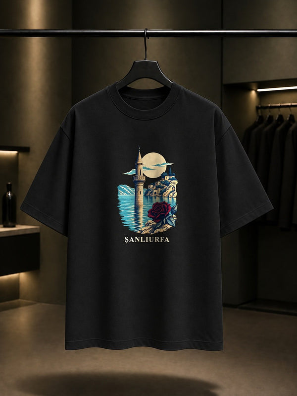 Şanlıurfa Halfeti baskılı siyah t-shirt