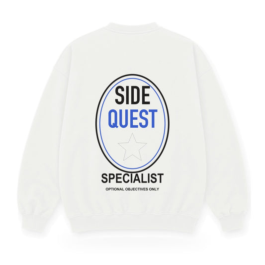 Side Quest Specialist baskılı beyaz sweatshirt