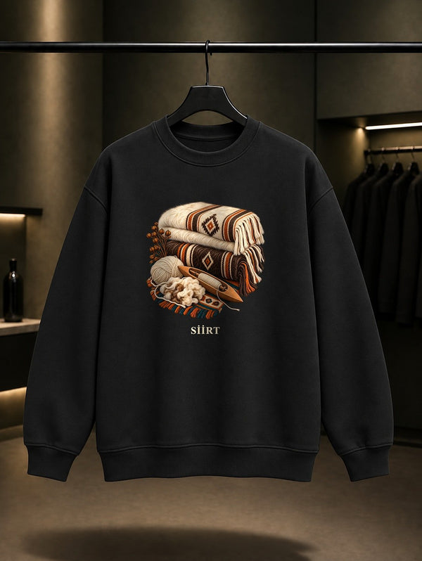 Siirt Battaniyesi baskılı siyah sweatshirt