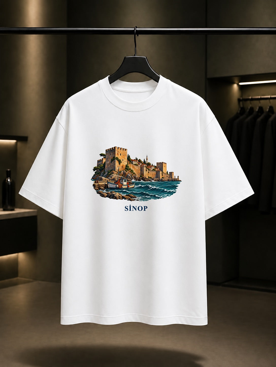 Sinop Kalesi baskılı beyaz t-shirt
