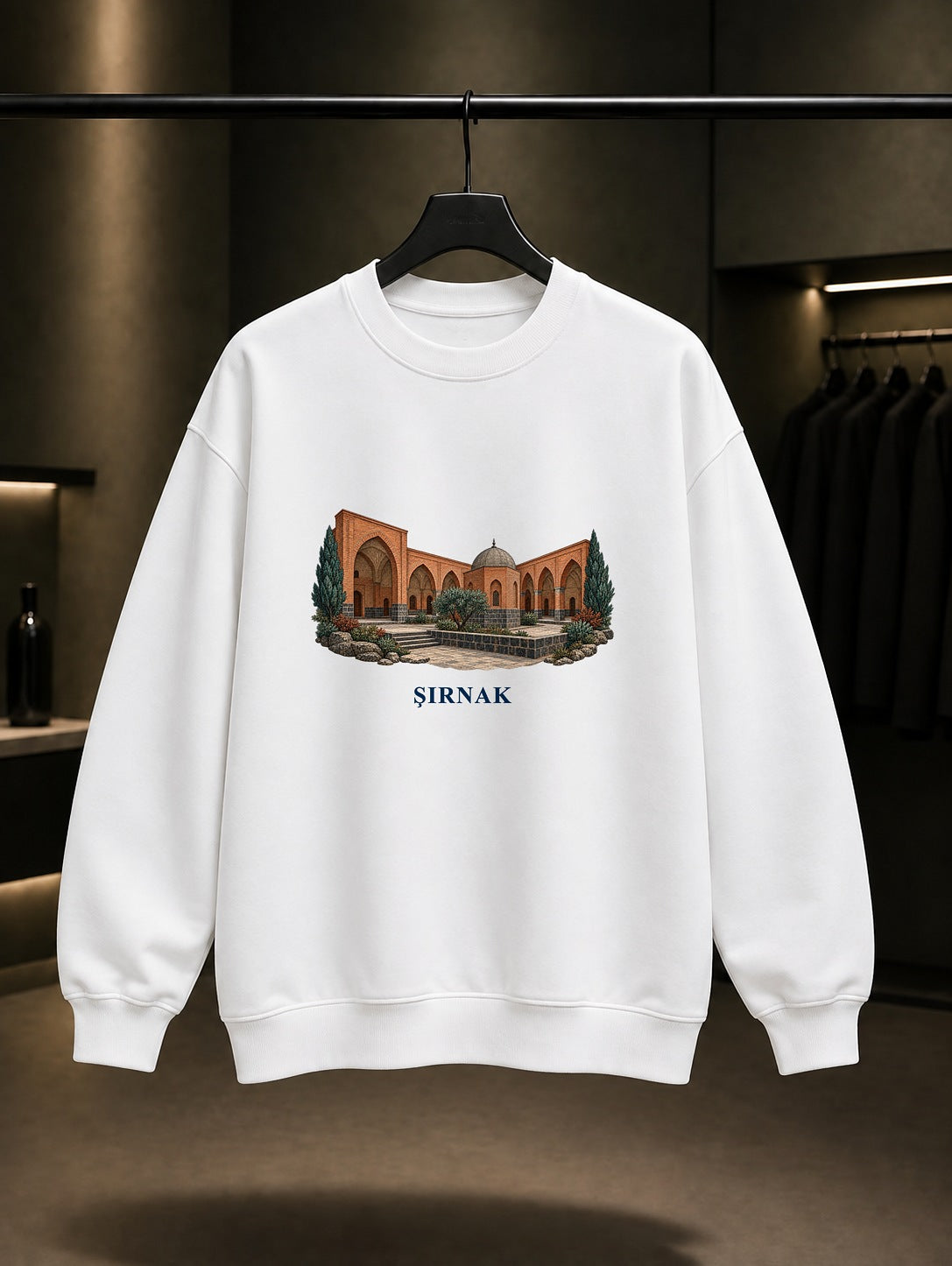 Şırnak Kırmızı Medrese baskılı beyaz sweatshirt