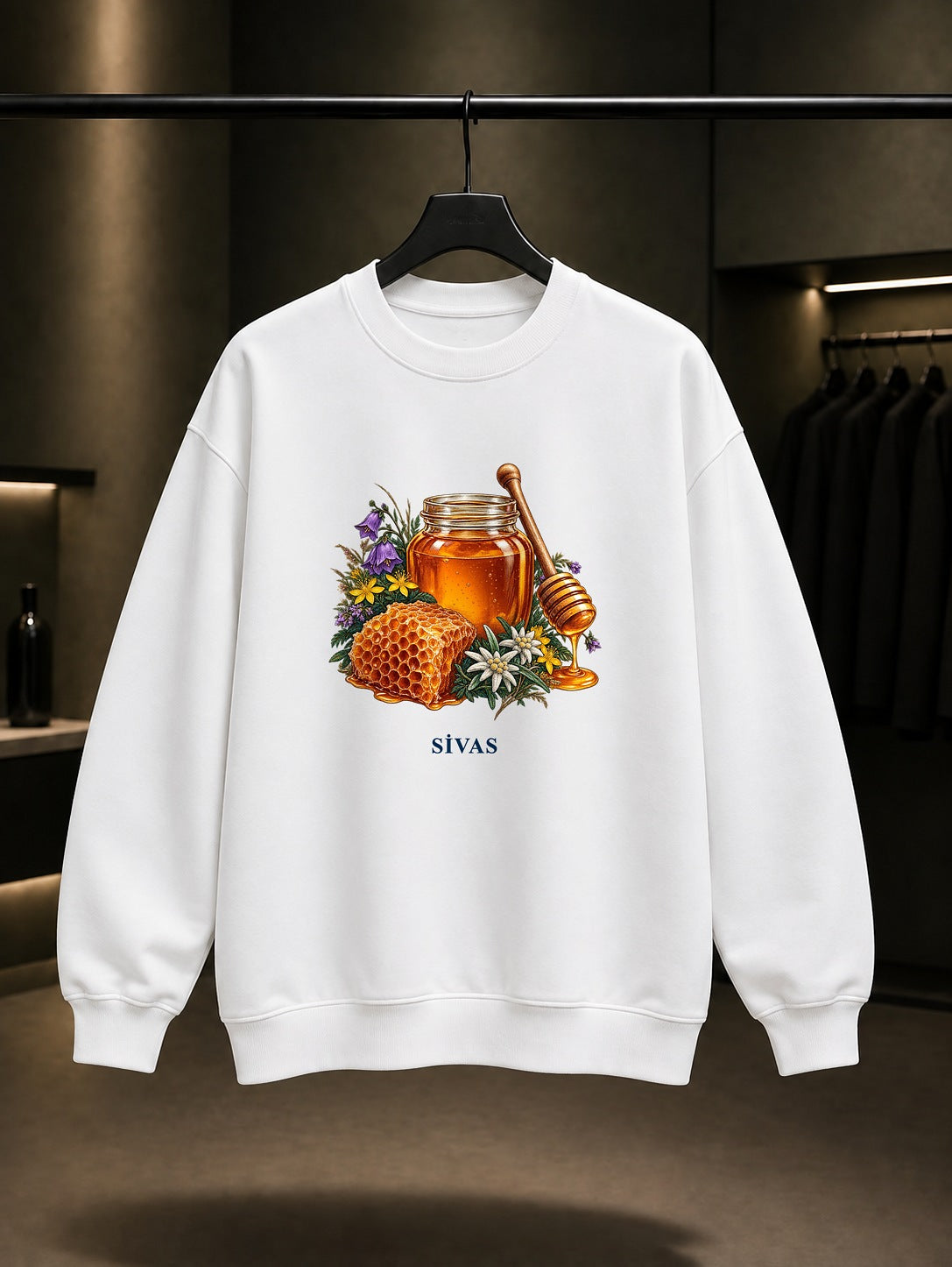 Sivas Balı baskılı beyaz sweatshirt