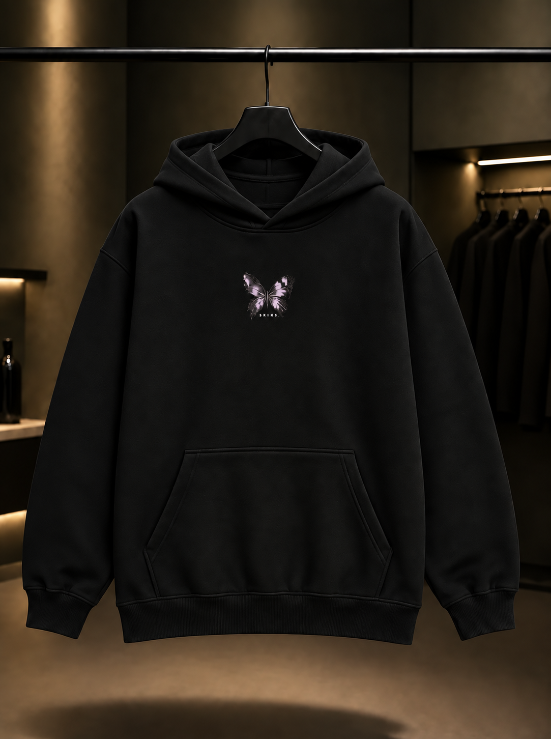 Skins Mini Butterfly Kapüşonlu Sweatshirt — Siyah