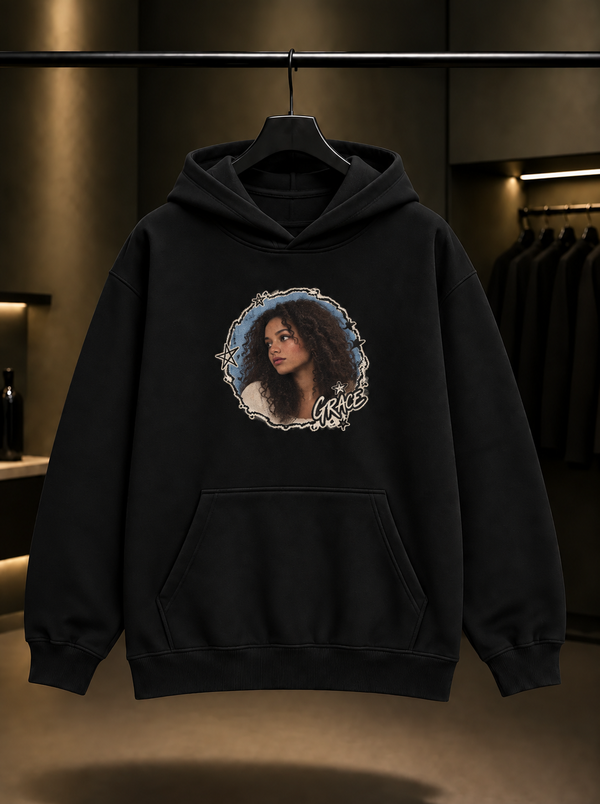 Skins Grace — Facing Portraits Kapüşonlu Sweatshirt — Siyah