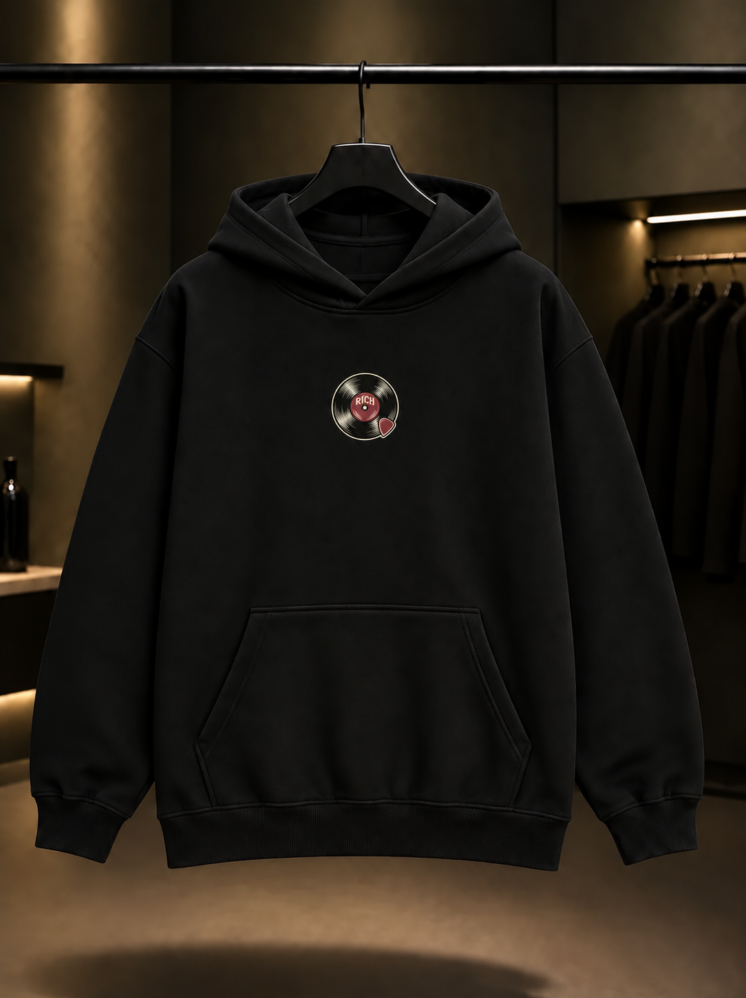 Skins Rich — Record Ribbon Kapüşonlu Sweatshirt — Siyah