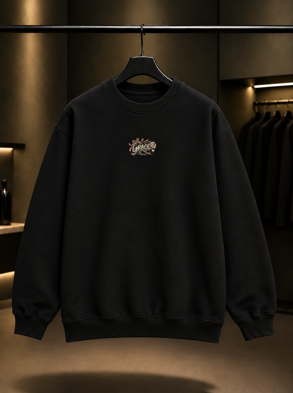Skins Grace — Handwritten Sweatshirt — Siyah