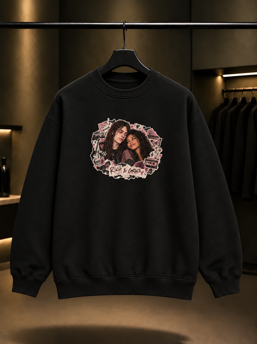 Skins Rich & Grace — Collage Sweatshirt — Siyah