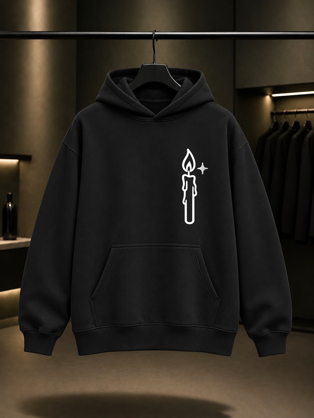 Dilek Mumu Minimal Baskılı Unisex %100 Pamuk Kapüşonlu Sweatshirt — Siyah