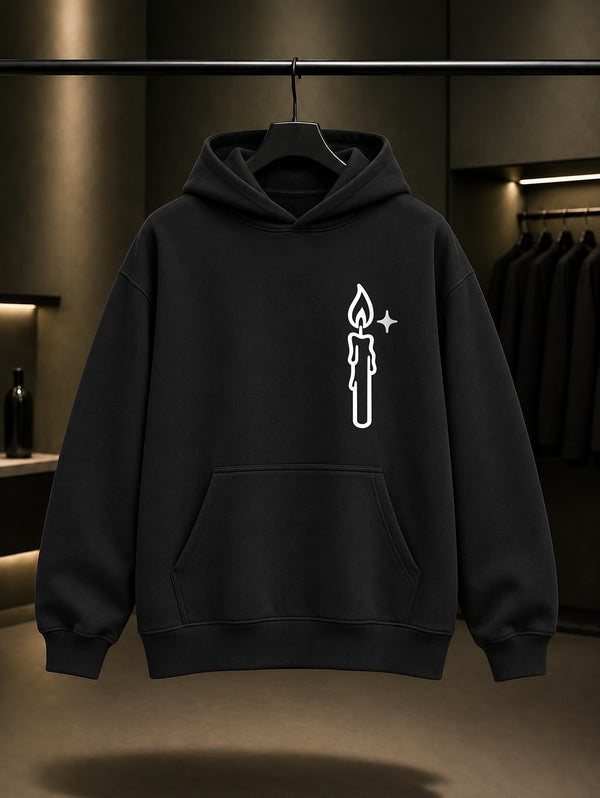 Dilek Mumu Minimal Baskılı Unisex %100 Pamuk Kapüşonlu Sweatshirt — Siyah